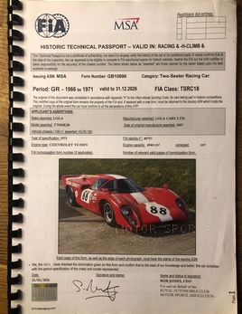 Lola T70 FIA Papers