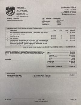 Eason Invoice Ice Green Porsche 930 3 L