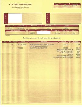 LB3627 model A parts receipts