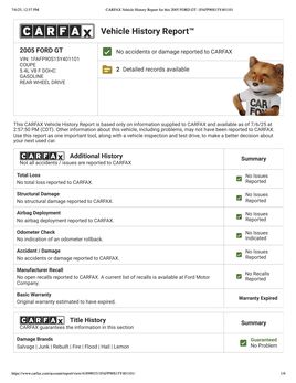 CARFAX Vehicle History Report for this 2005 FORD GT 1 FAFP90 S15 Y401101