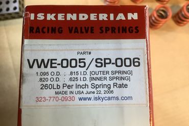 Iskenderian Racing Valve Springs Spec
